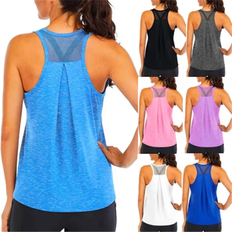 Women Loose Fit Gym Crop Tank, Sleeveless Quick Dry Tank