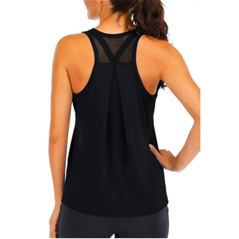 Women Loose Fit Gym Crop Tank, Sleeveless Quick Dry Tank